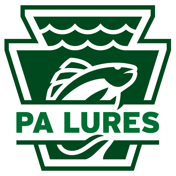 PA Lures logo PA Lures logo, which is a fish inside of a keystone